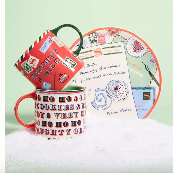 NIB ANTHROPOLOGIE George & Viv Dear Santa Dessert Plate - Picture 2 of 3